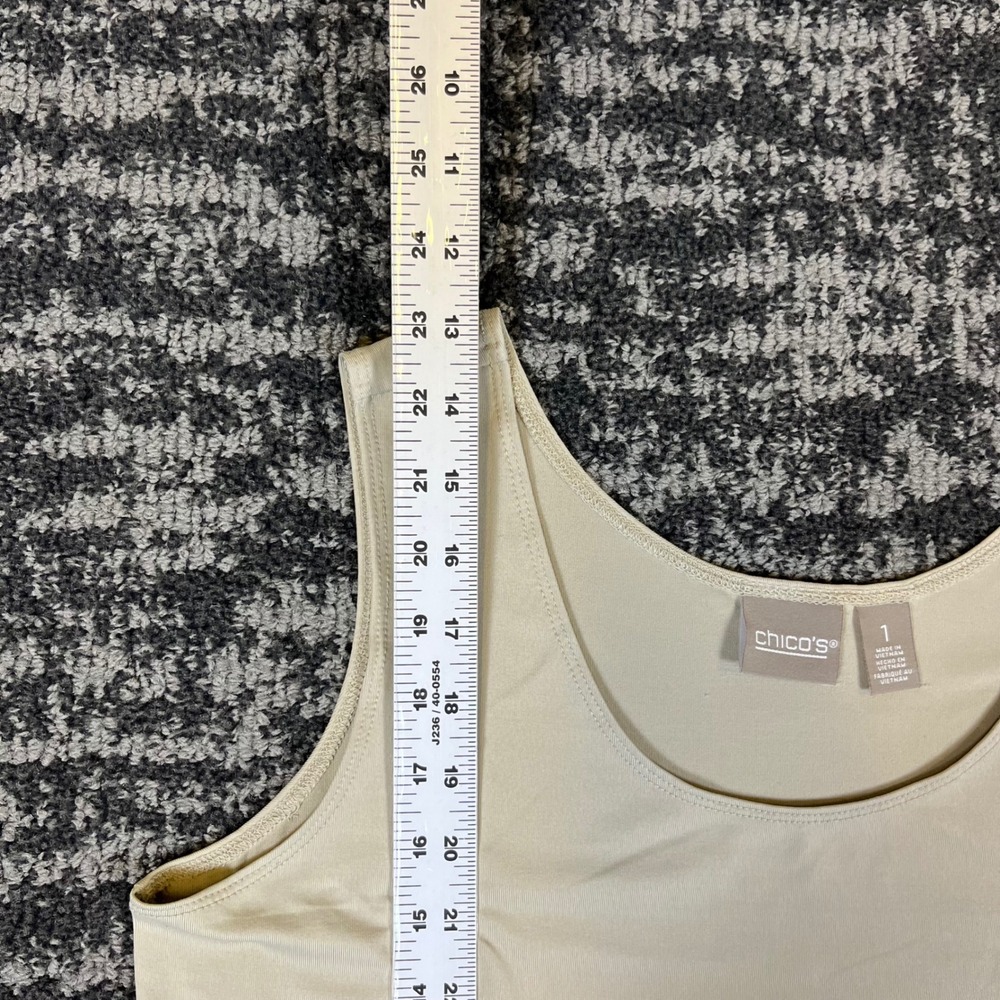 Chico's Tank Top Womens Size 1 Beige Microfiber Scoop Neck Sleeveless Stretch - Picture 5 of 8